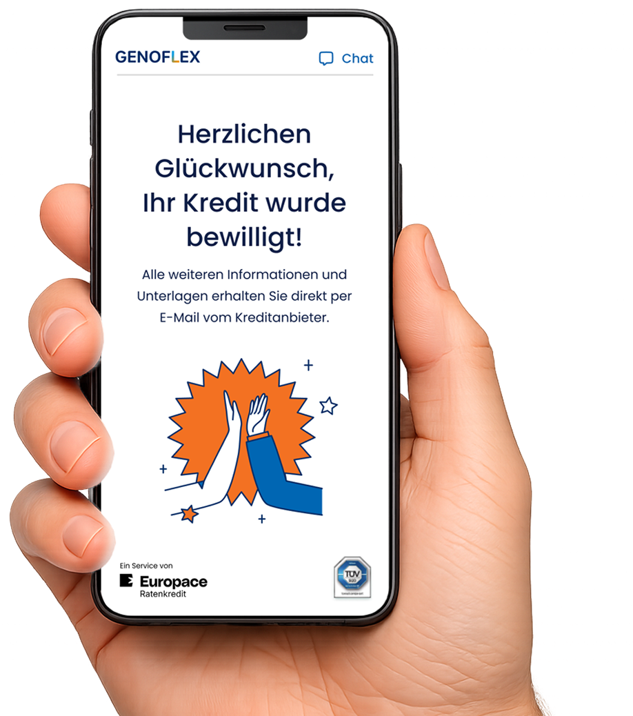 Smartphone mit der GENOFLEX-Kreditplattform