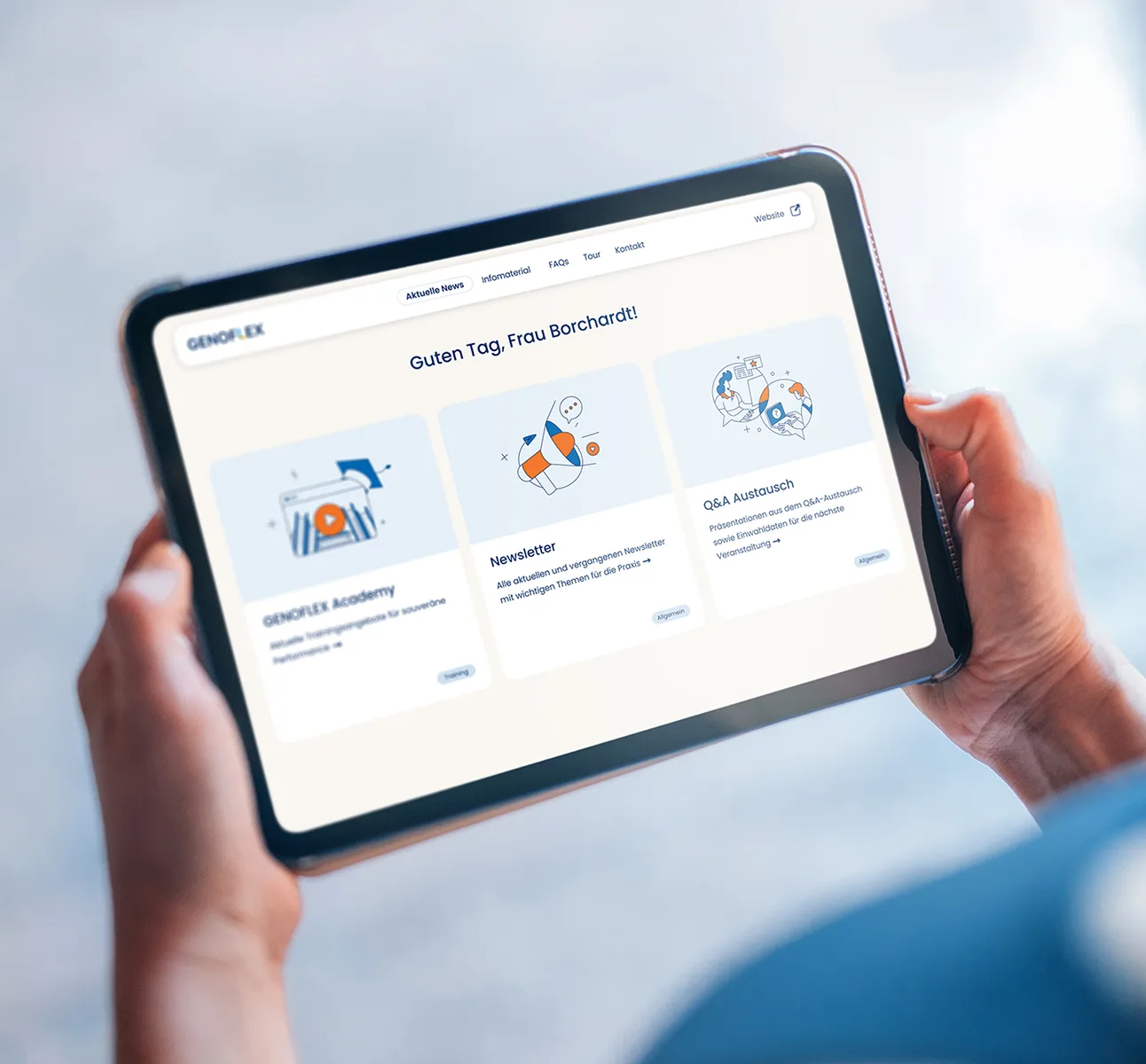 GENOFLEX-Geschäftsportal auf einem Tablet